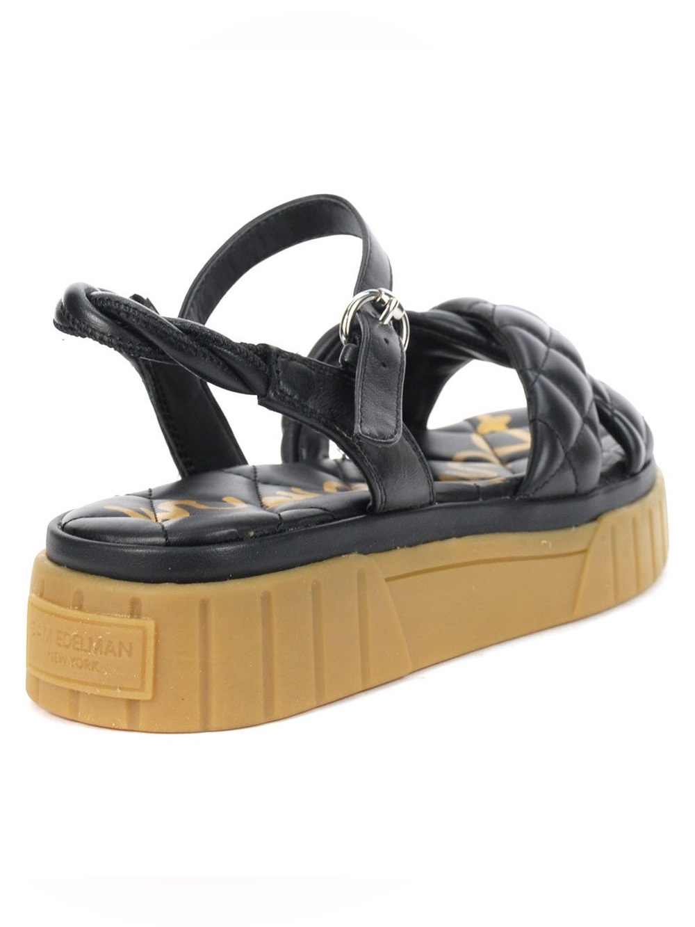 Sam Edelman Gavril Black Quilted Platform Sandals Sz 9 - Picture 2 of 7